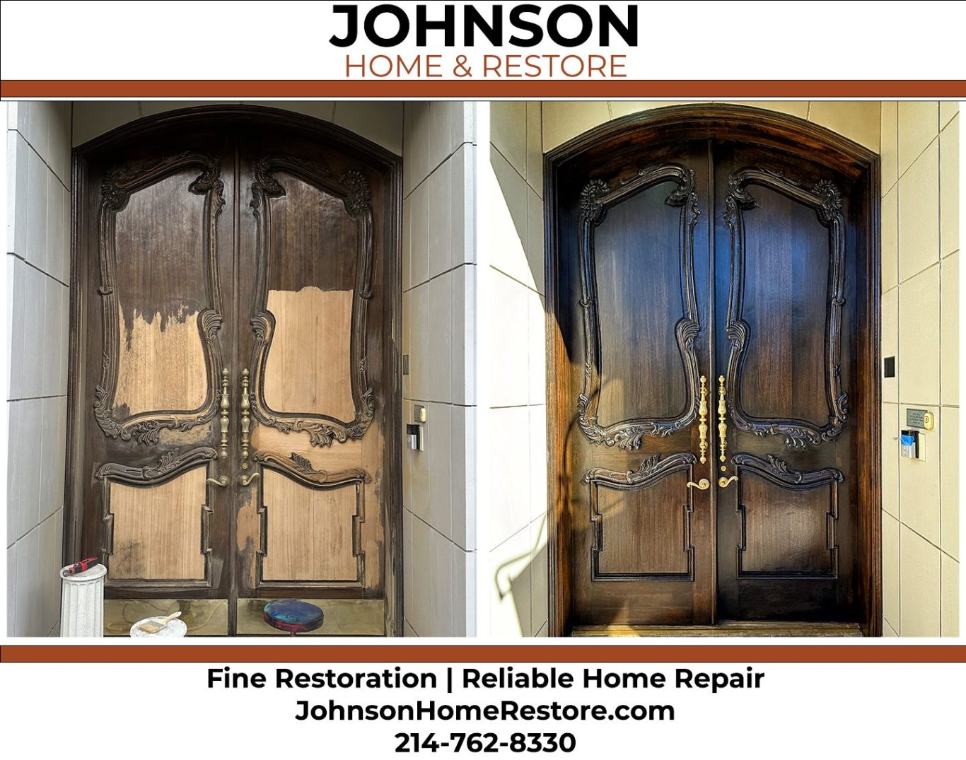 Restored custom doors in Dallas.